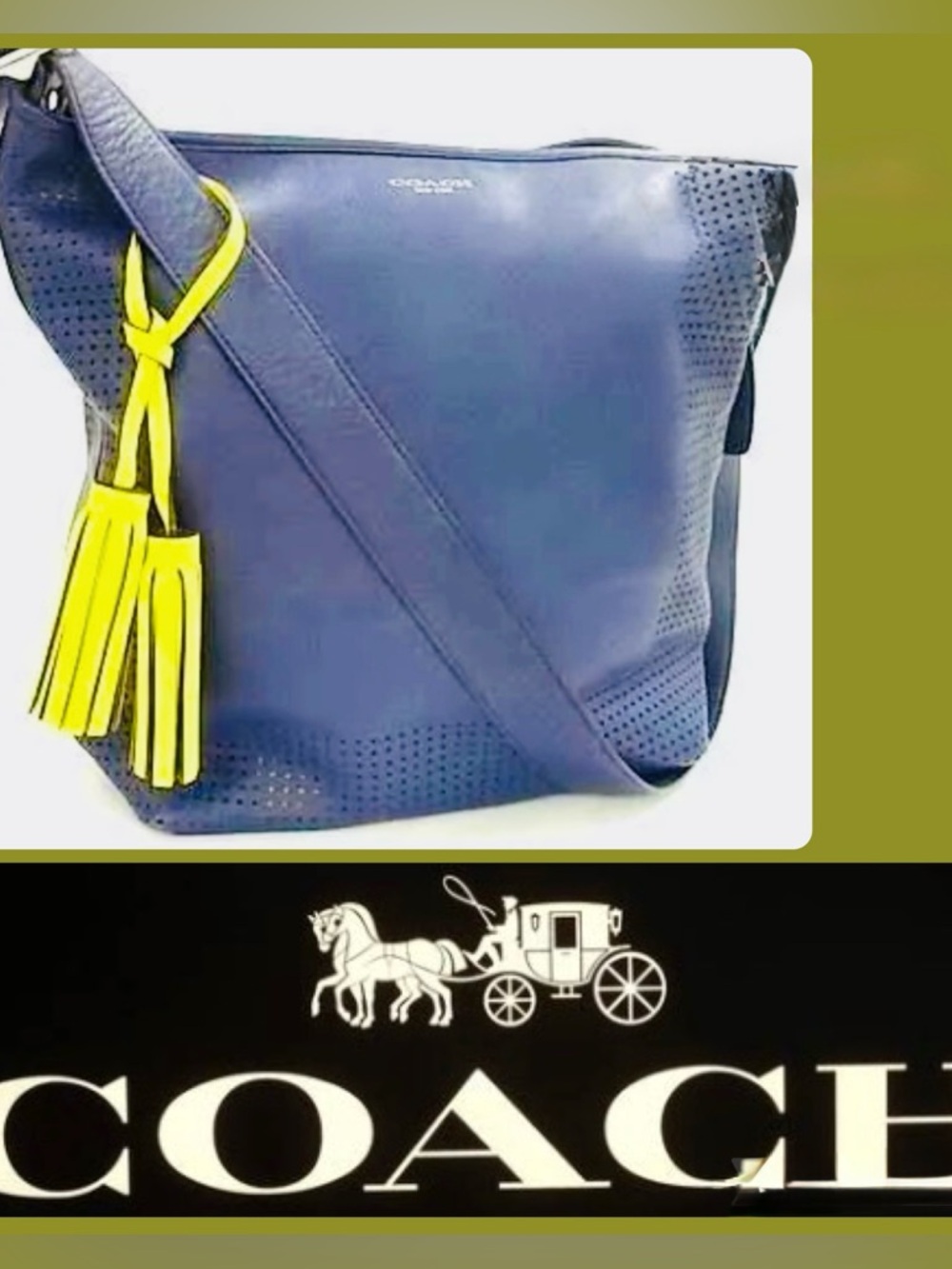 COACH Legacy 2012 Perforated
Leather Duffle Navy / Citrine #22762 & Wallet - GUC